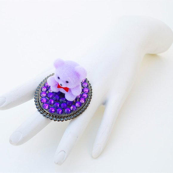 GASOLINE GLAMOUR PURPLE BEAR RING - Picture 1 of 4